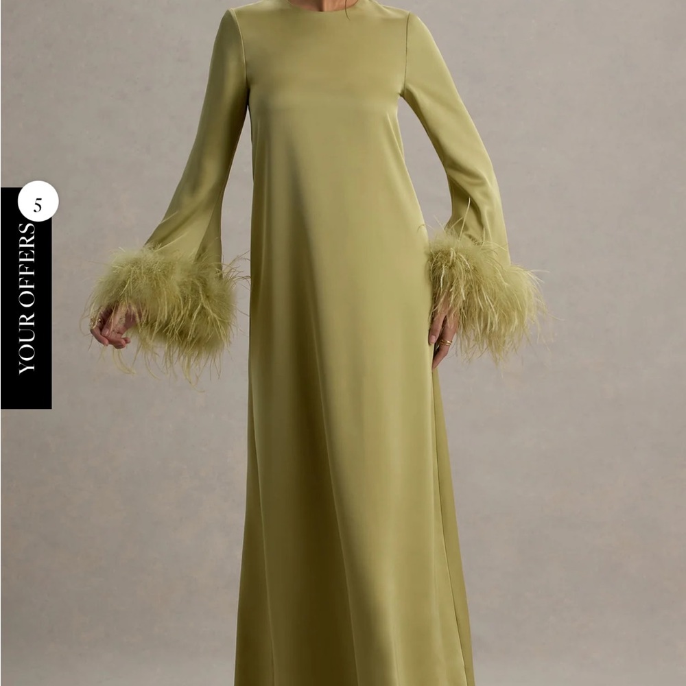 Chic Long Sleeve Dress with Feather Cuffs